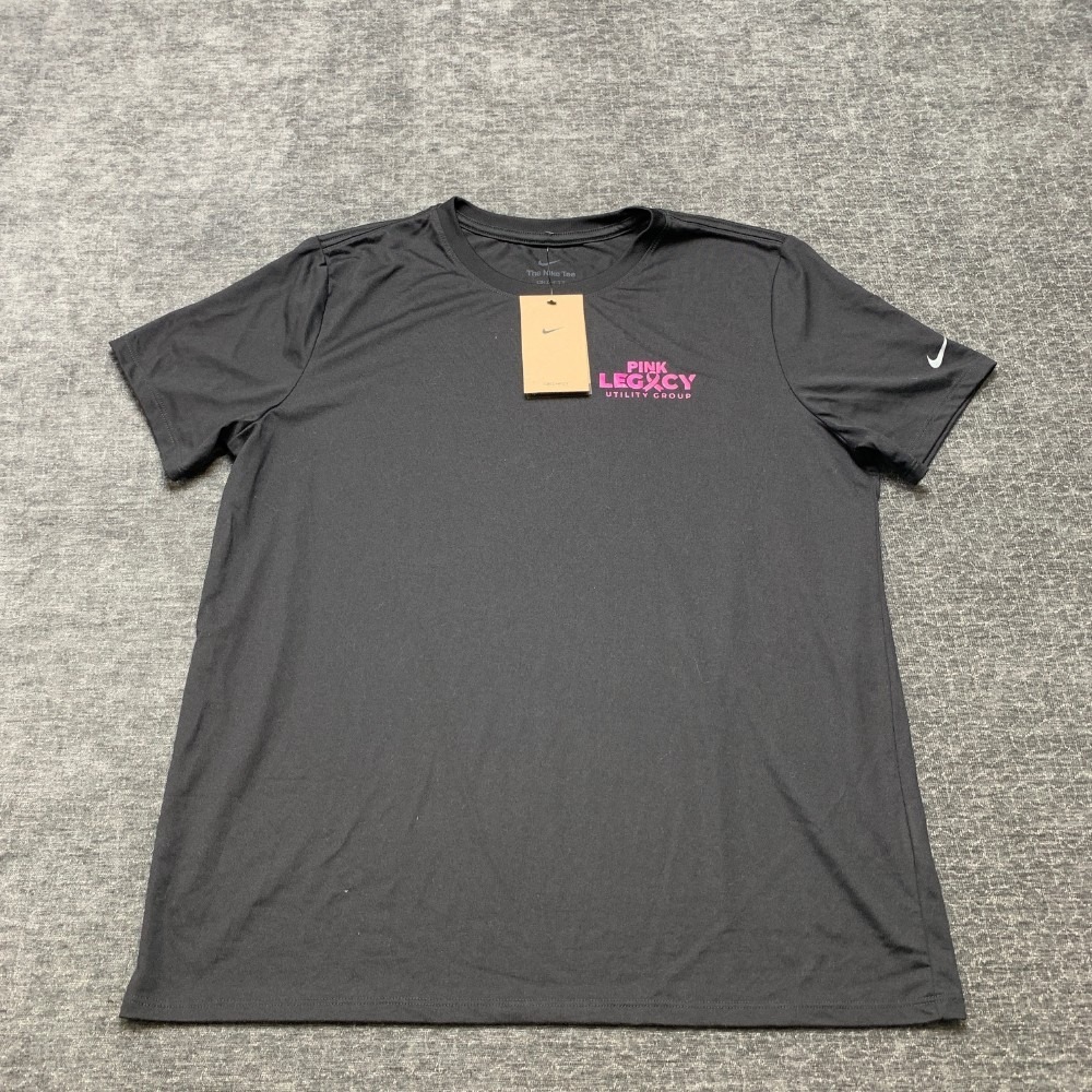 Nike Pink Legacy Utility Group T Shirt Womens Large Black Logo Golf Dri-FIT